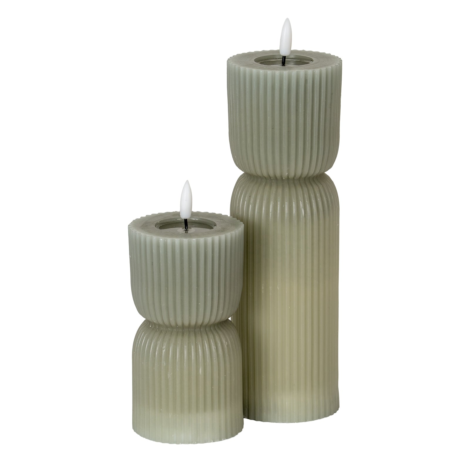 Luxe Collection Natural Glow 2.75x10 Grey Carved LED Candle - LED from the Quanta Home collection.