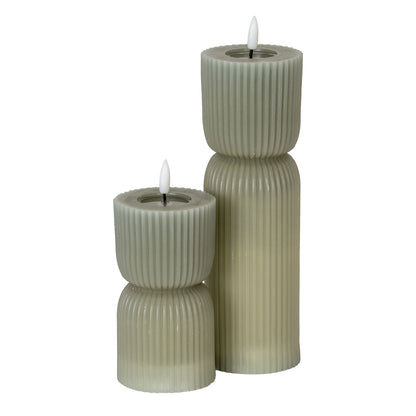 Luxe Collection Natural Glow 2.75x10 Grey Carved LED Candle - LED from the Quanta Home collection.