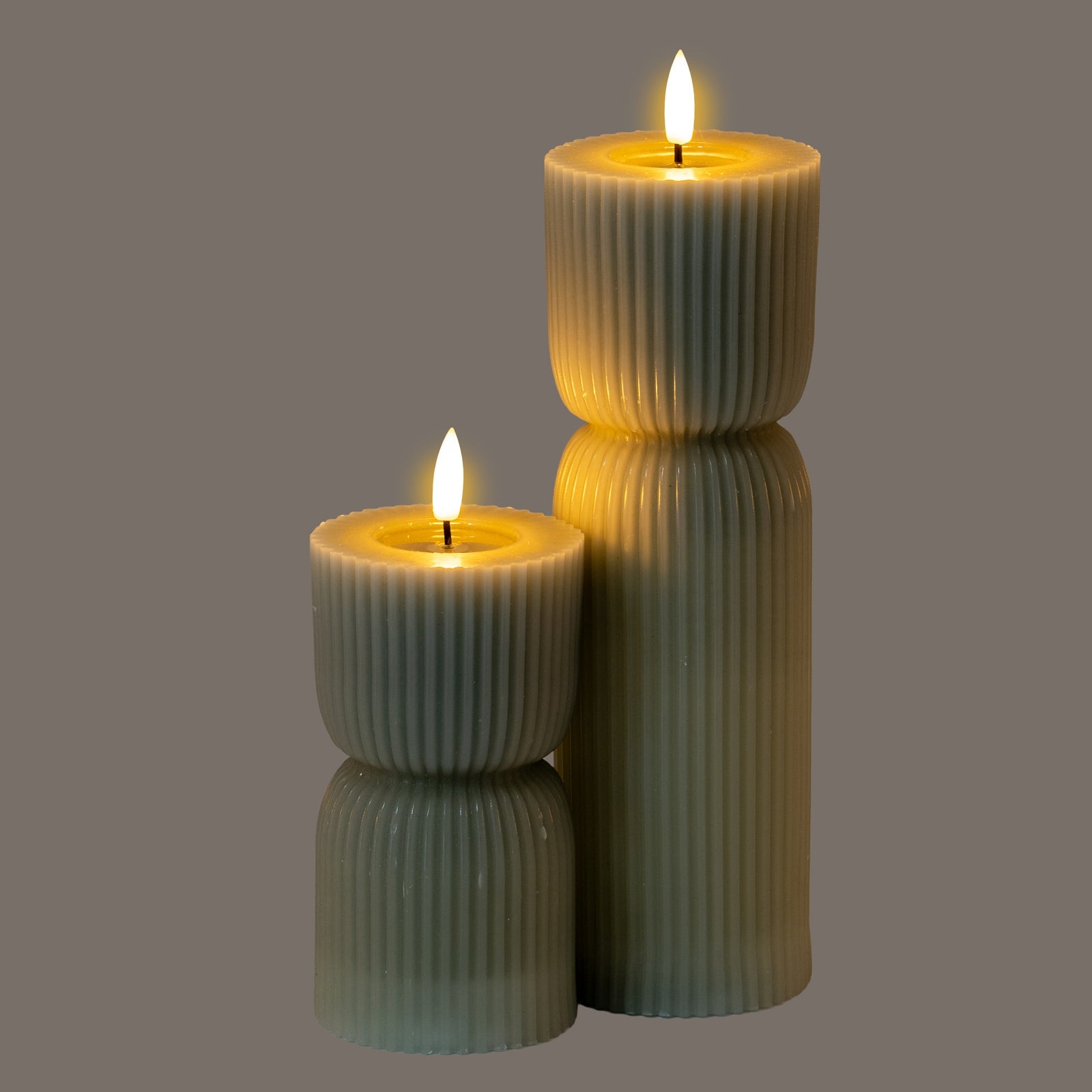 Luxe Collection Natural Glow 2.75x10 Grey Carved LED Candle - LED from the Quanta Home collection.