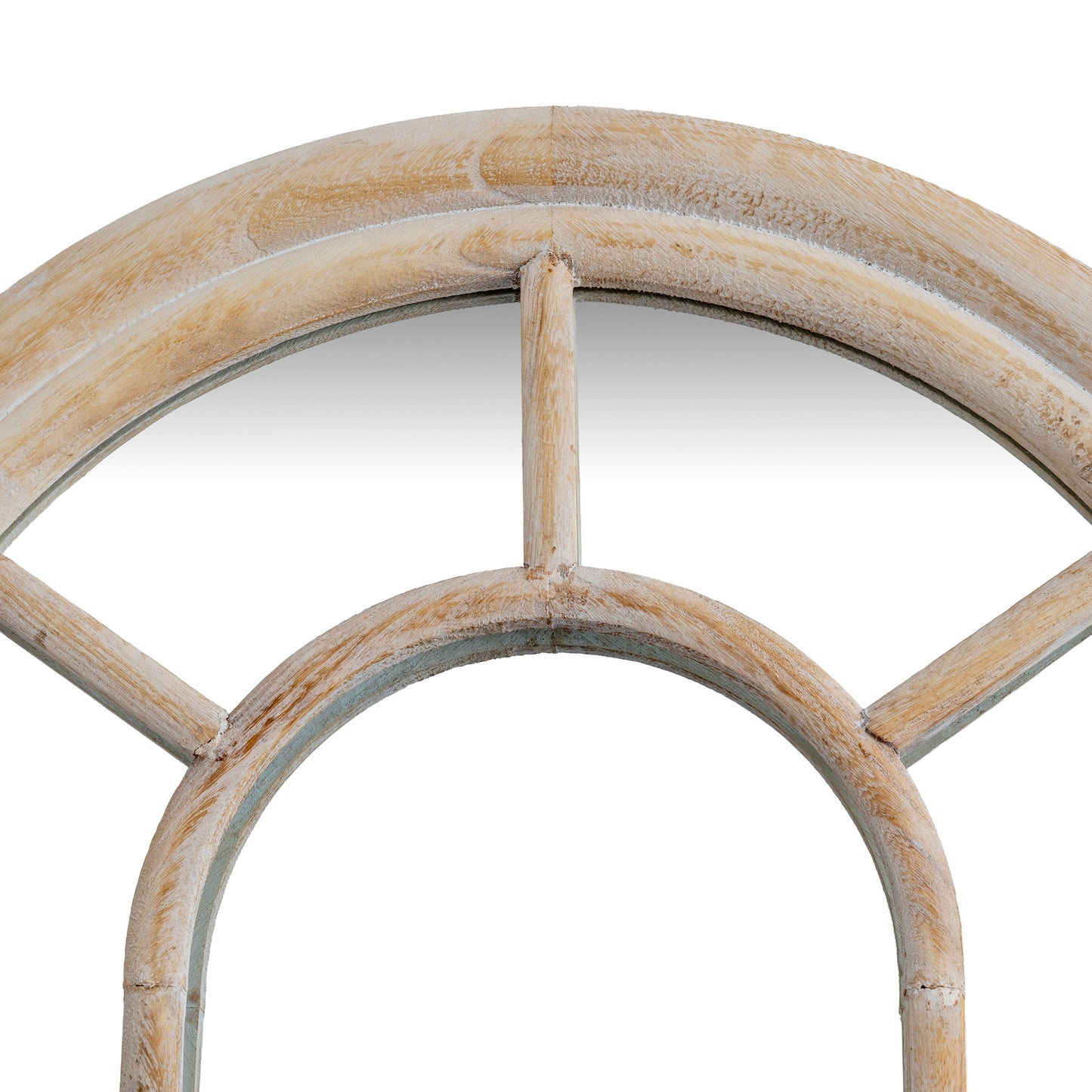 Washed Wood Tall Arched Window Mirror - Wall Mirrors from the Quanta Home collection.