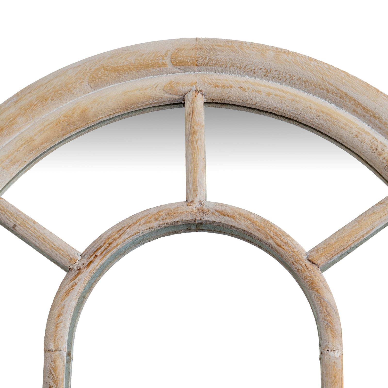 Washed Wood Tall Arched Window Mirror - Wall Mirrors from the Quanta Home collection.