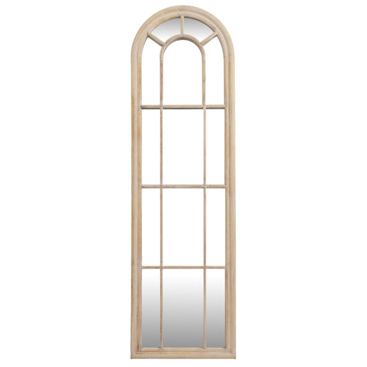Washed Wood Tall Arched Window Mirror - Wall Mirrors from the Quanta Home collection.