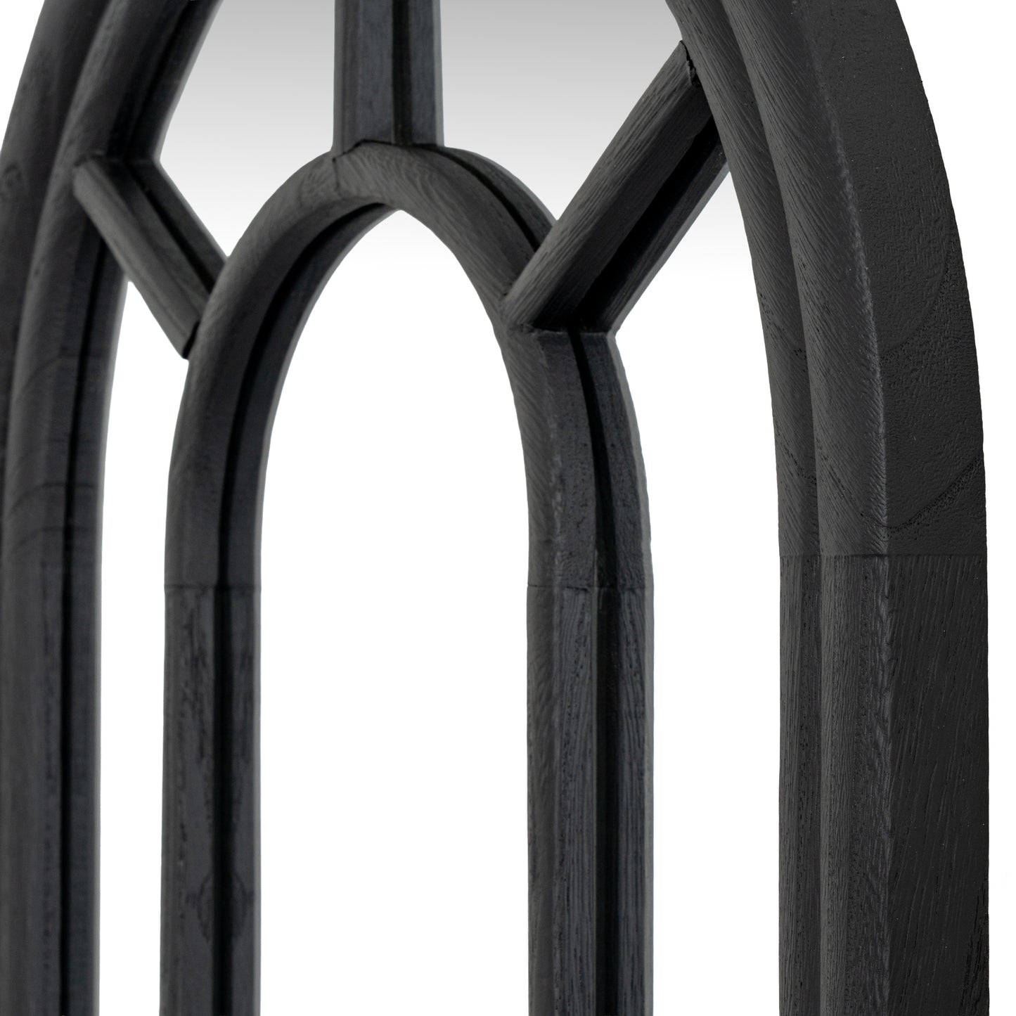 Black Wood Tall Arched Window Mirror - Wall Mirrors from the Quanta Home collection.