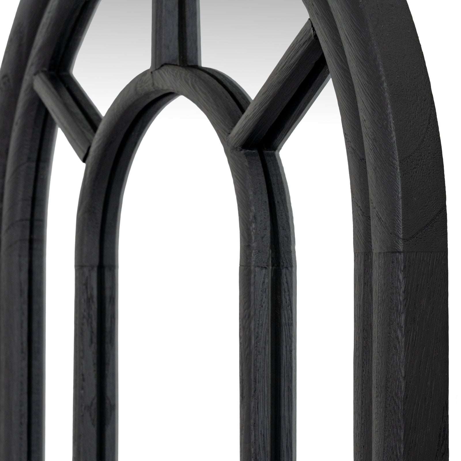 Black Wood Tall Arched Window Mirror - Wall Mirrors from the Quanta Home collection.