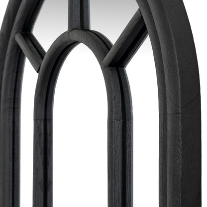 Black Wood Tall Arched Window Mirror - Wall Mirrors from the Quanta Home collection.