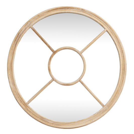 Washed Wood Round Window Mirror - Wall Mirrors from the Quanta Home collection.