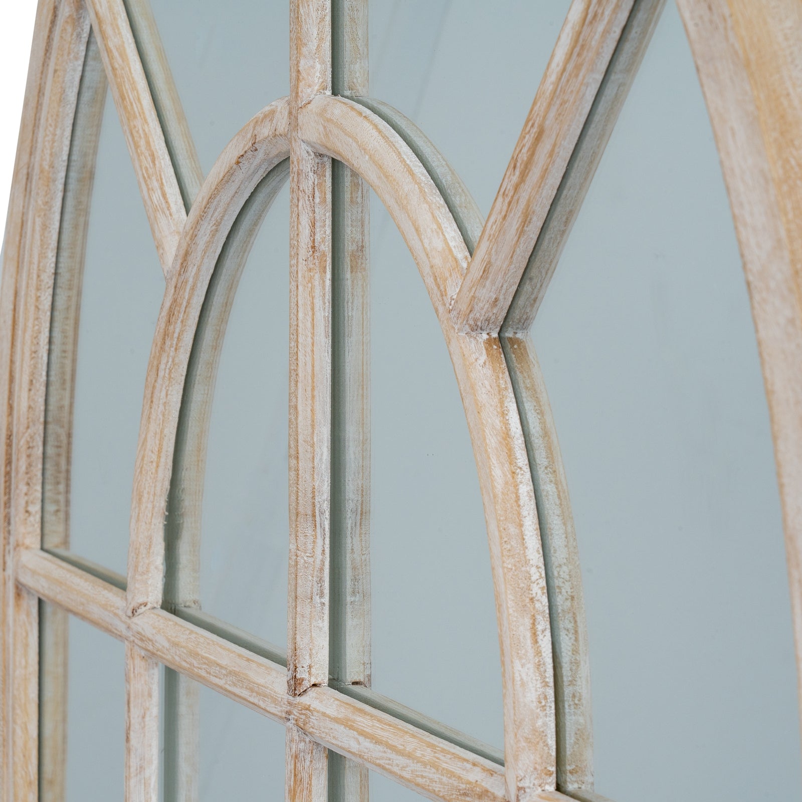 Washed Wood Arched Window Mirror - Wall Mirrors from the Quanta Home collection.