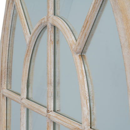 Washed Wood Arched Window Mirror - Wall Mirrors from the Quanta Home collection.