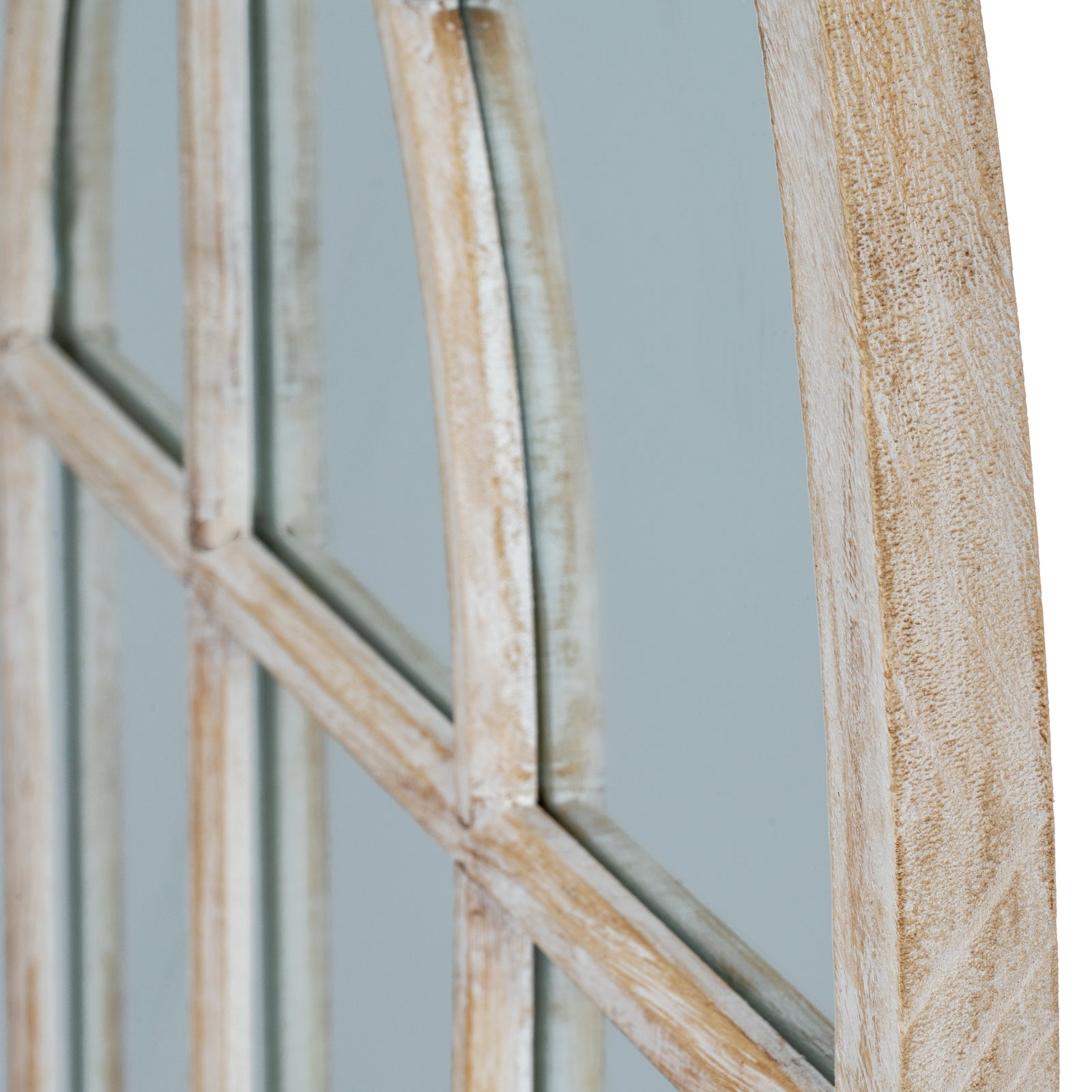 Washed Wood Arched Window Mirror - Wall Mirrors from the Quanta Home collection.
