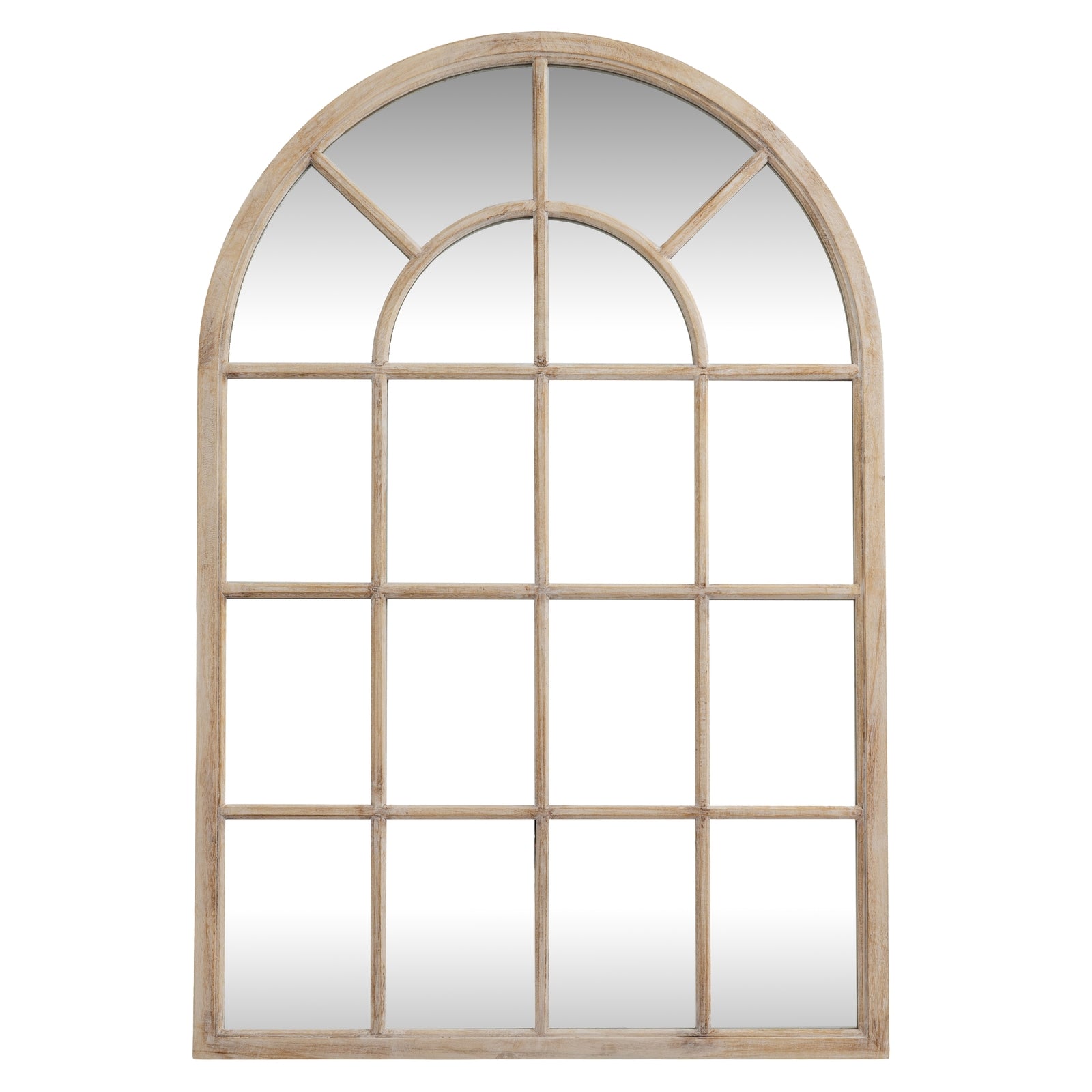Washed Wood Arched Window Mirror - Wall Mirrors from the Quanta Home collection.