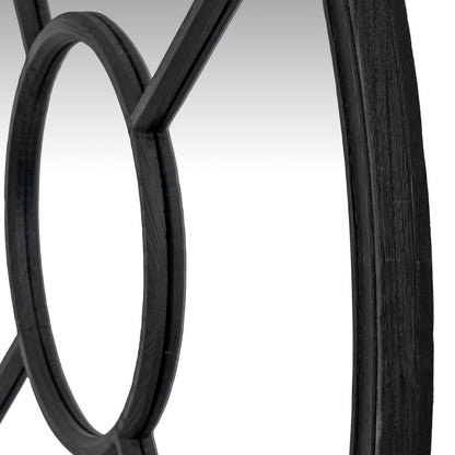 Black Wood Round Window Mirror - Wall Mirrors from the Quanta Home collection.