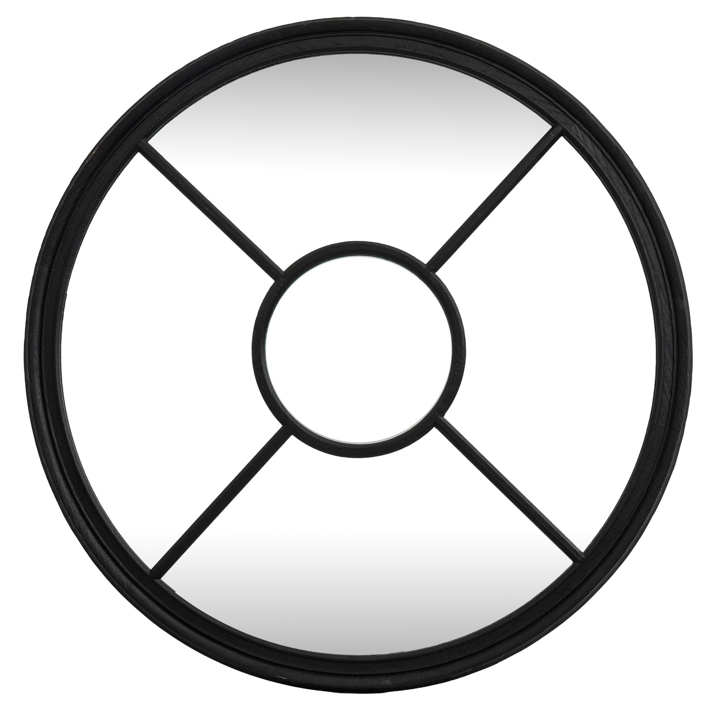 Black Wood Round Window Mirror - Wall Mirrors from the Quanta Home collection.