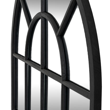 Black Wood Arched Window Mirror - Wall Mirrors from the Quanta Home collection.