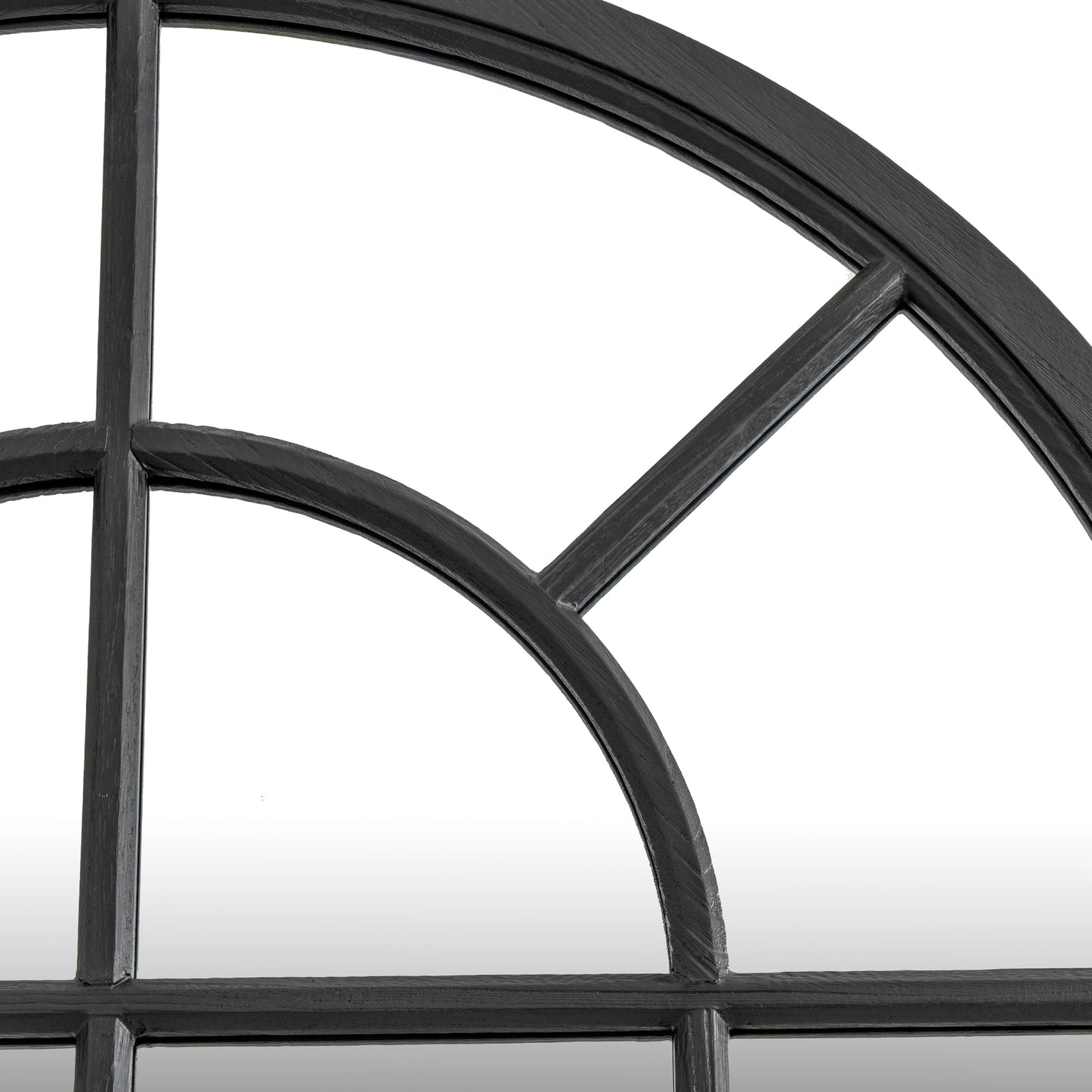 Black Wood Arched Window Mirror - Wall Mirrors from the Quanta Home collection.