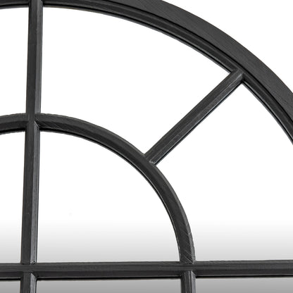 Black Wood Arched Window Mirror - Wall Mirrors from the Quanta Home collection.