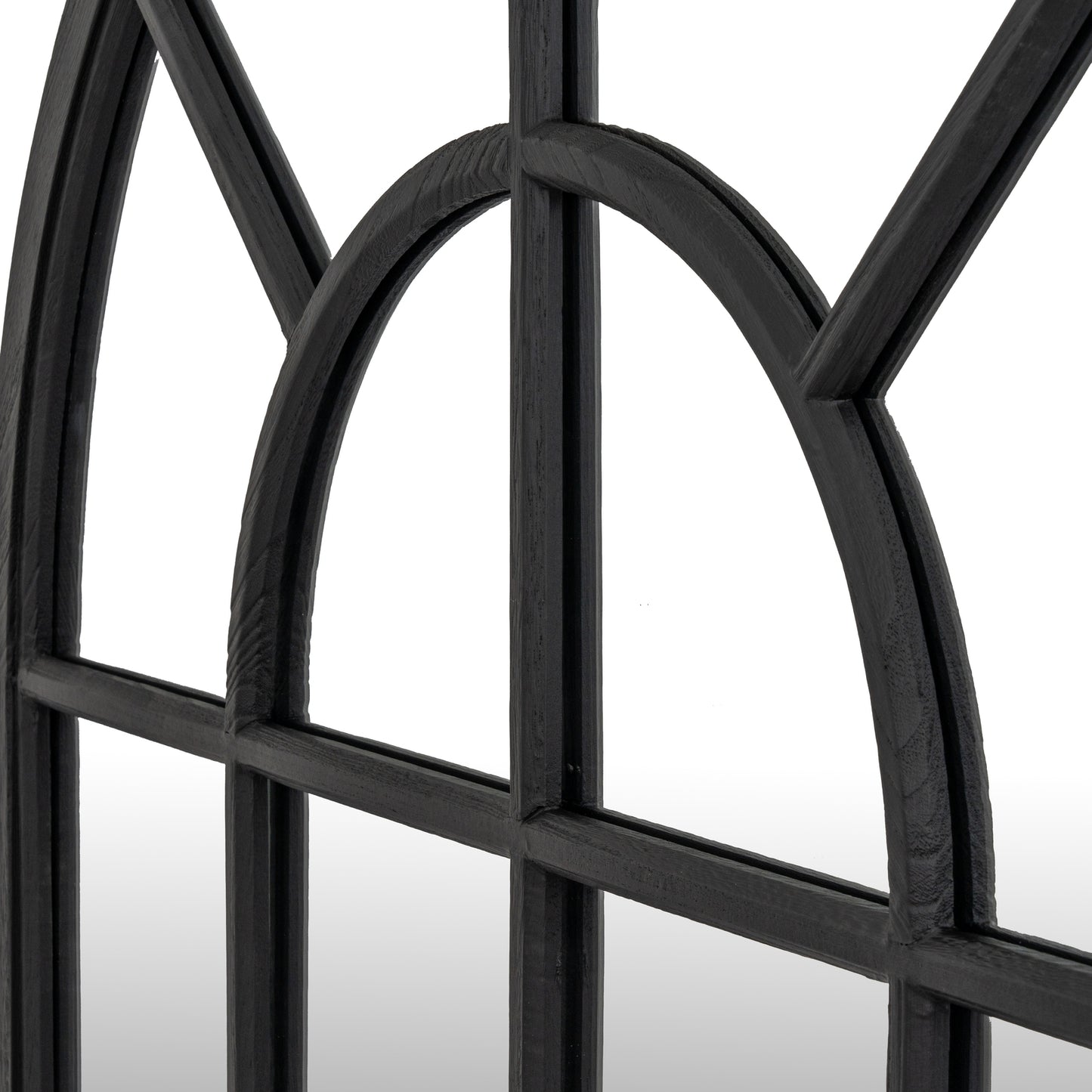 Black Wood Arched Window Mirror - Wall Mirrors from the Quanta Home collection.