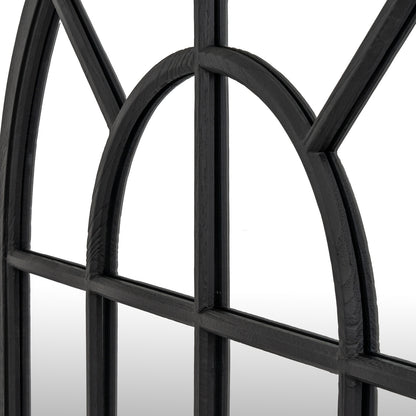 Black Wood Arched Window Mirror - Wall Mirrors from the Quanta Home collection.