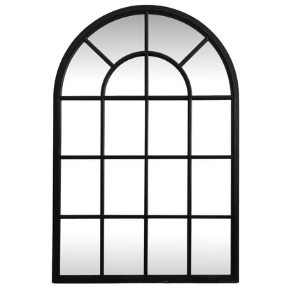 Black Wood Arched Window Mirror - Wall Mirrors from the Quanta Home collection.