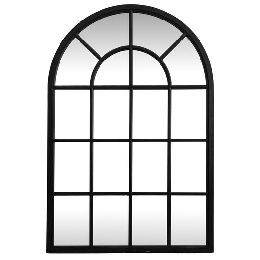 Black Wood Arched Window Mirror - Wall Mirrors from the Quanta Home collection.