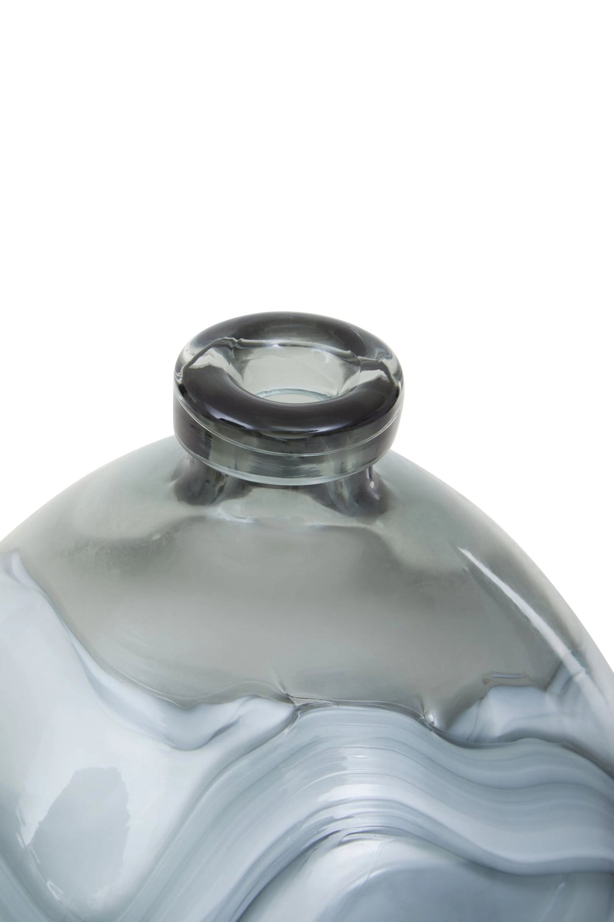 Rill Grey Swirl Design Small Glass Bottle Vase