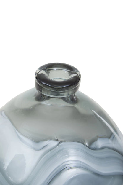 Rill Grey Swirl Design Small Glass Bottle Vase
