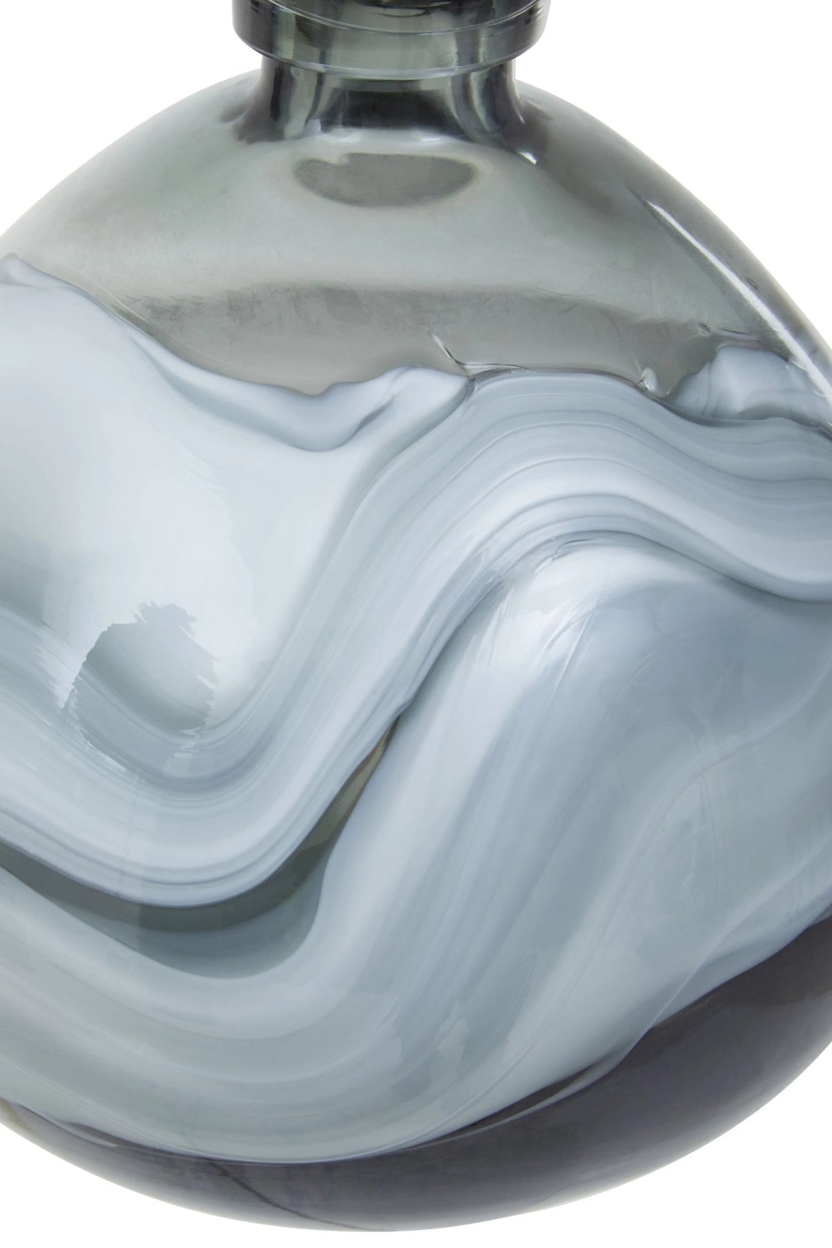 Rill Grey Swirl Design Small Glass Bottle Vase