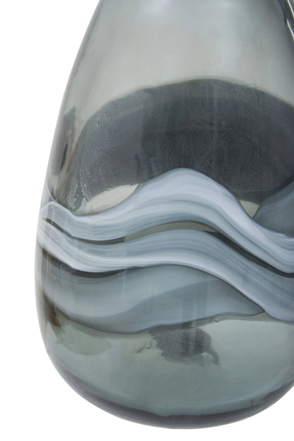 Rill Grey Swirl Design Medium Glass Bottle Vase