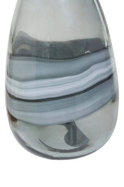 Rill Grey Swirl Design Medium Glass Bottle Vase