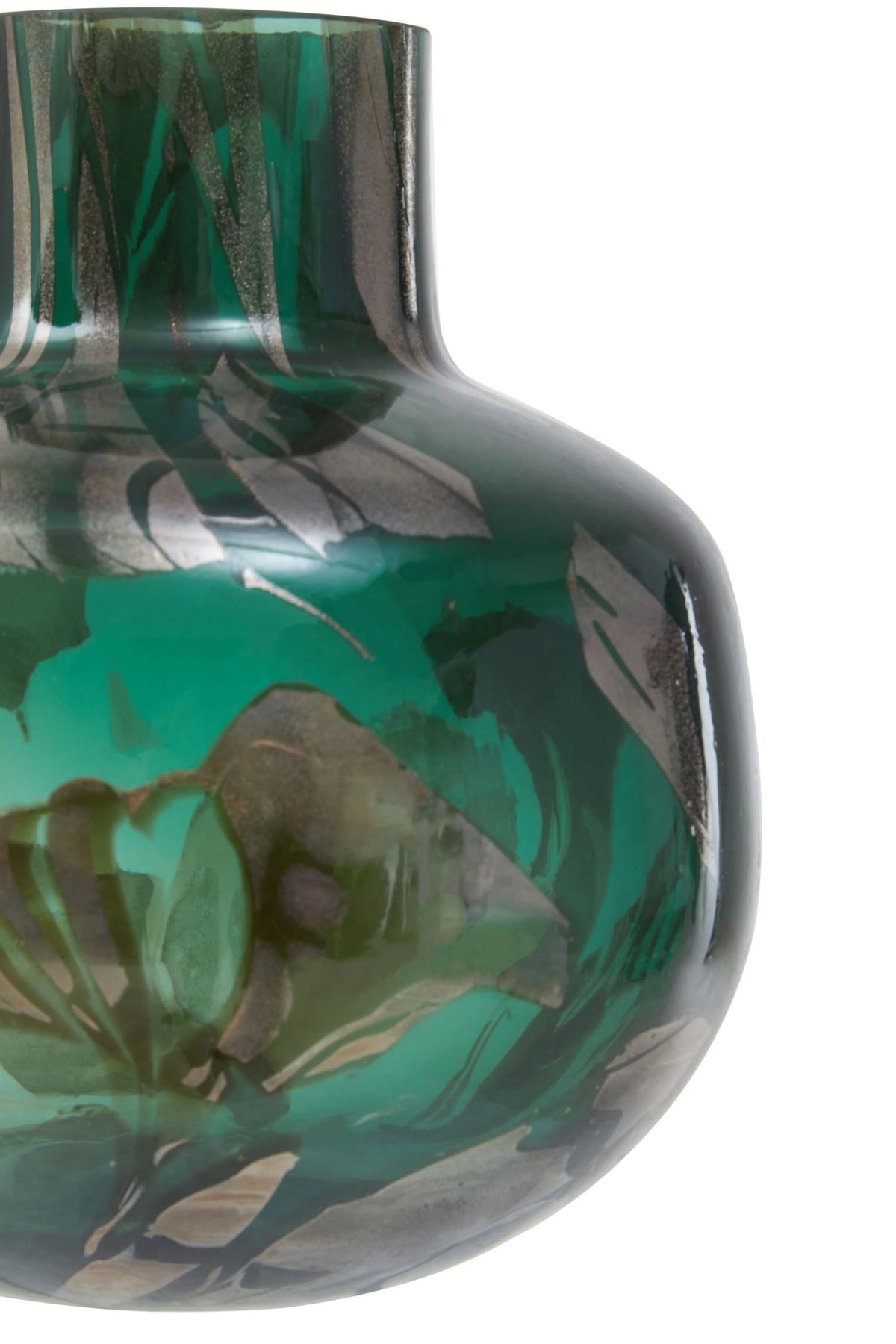 Sylvan Green and Gold Small Glass Vase