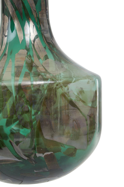 Sylvan Green and Gold Large Glass Vase