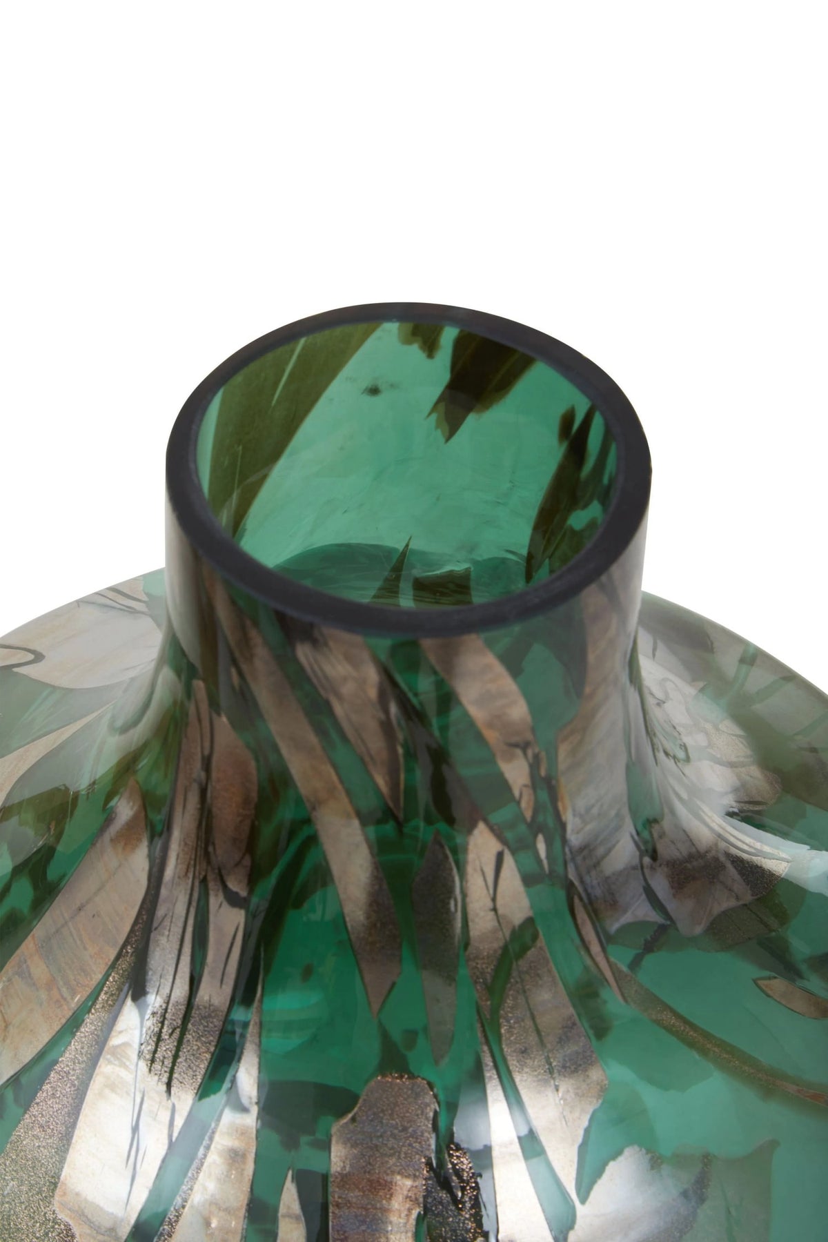 Sylvan Green and Gold Large Glass Vase