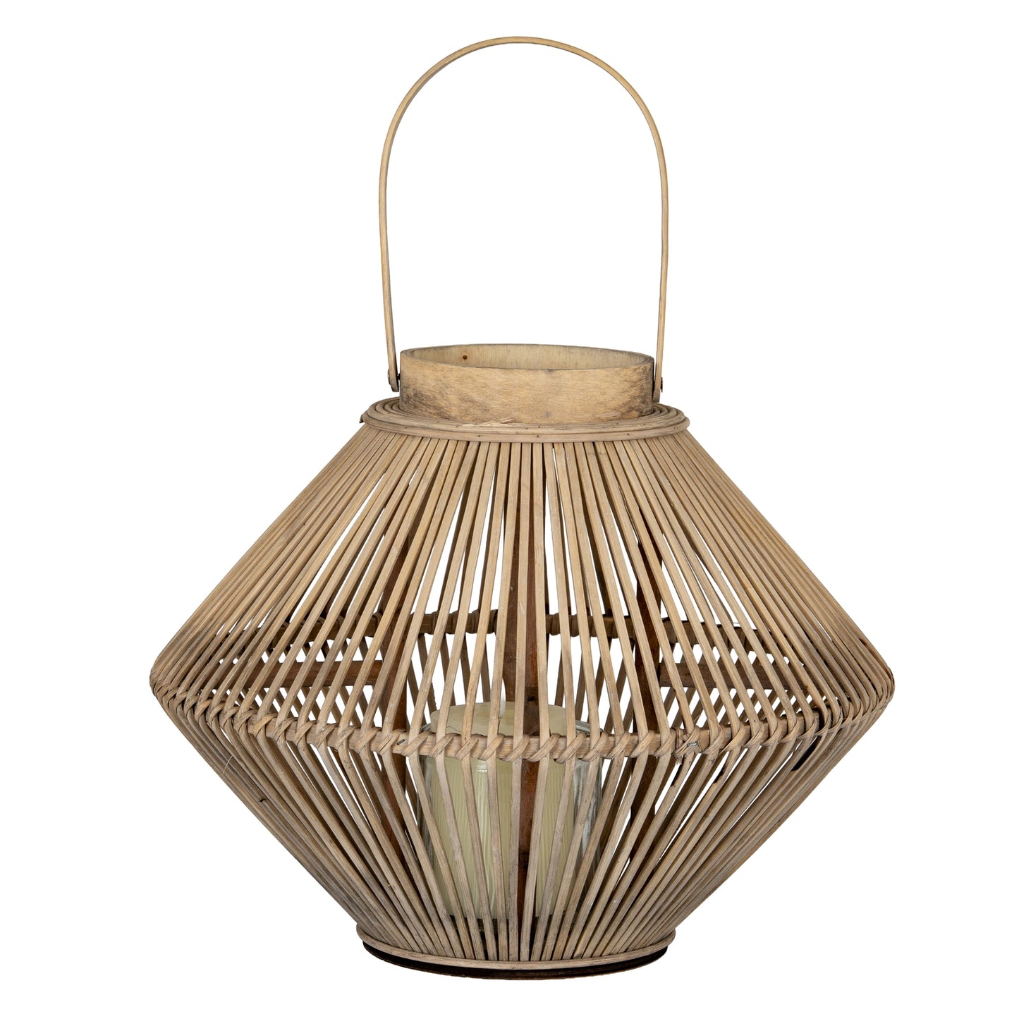 Cone Wicker Lantern With Glass Holder - Candle Holders from the Quanta Home collection.