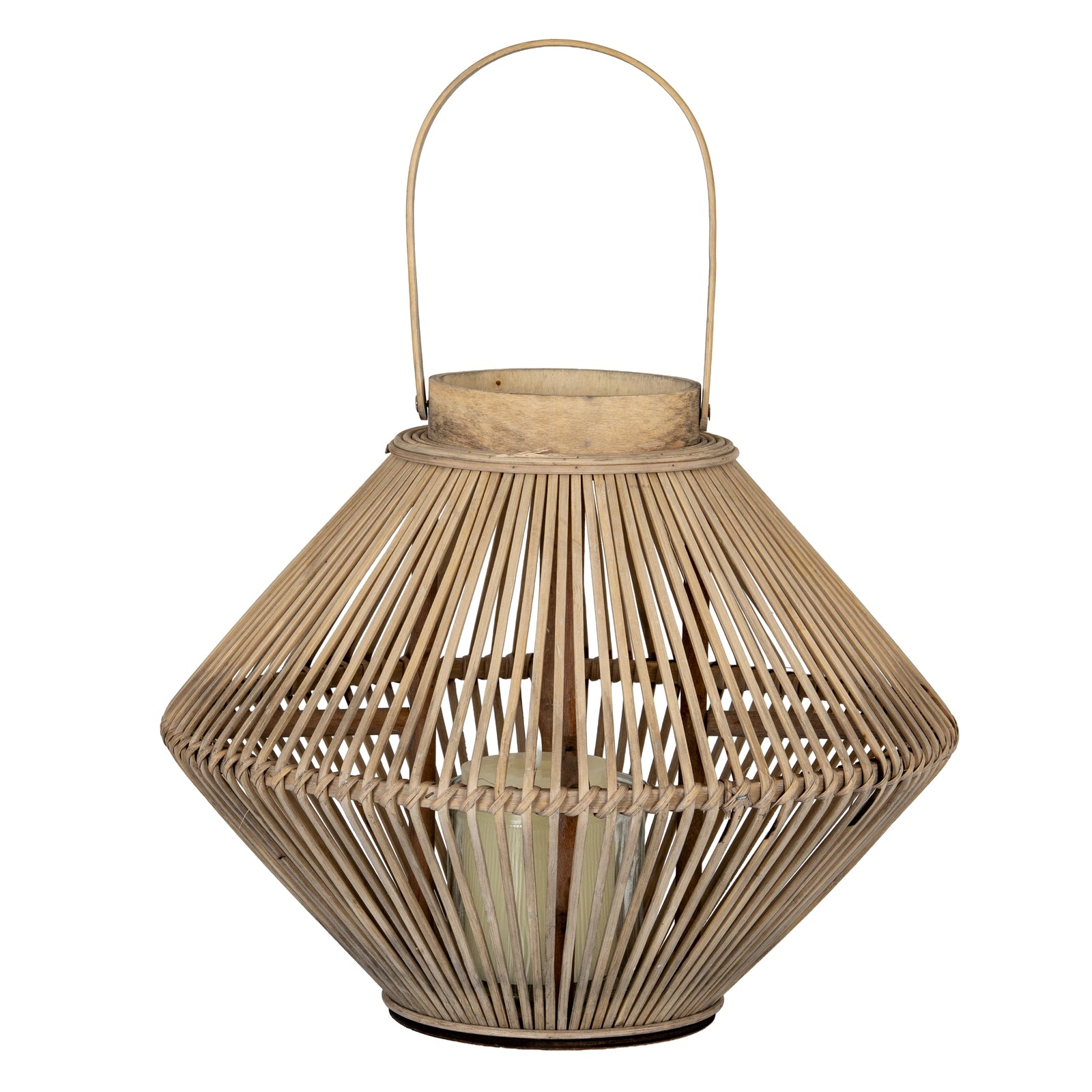Cone Wicker Lantern With Glass Holder - Candle Holders from the Quanta Home collection.