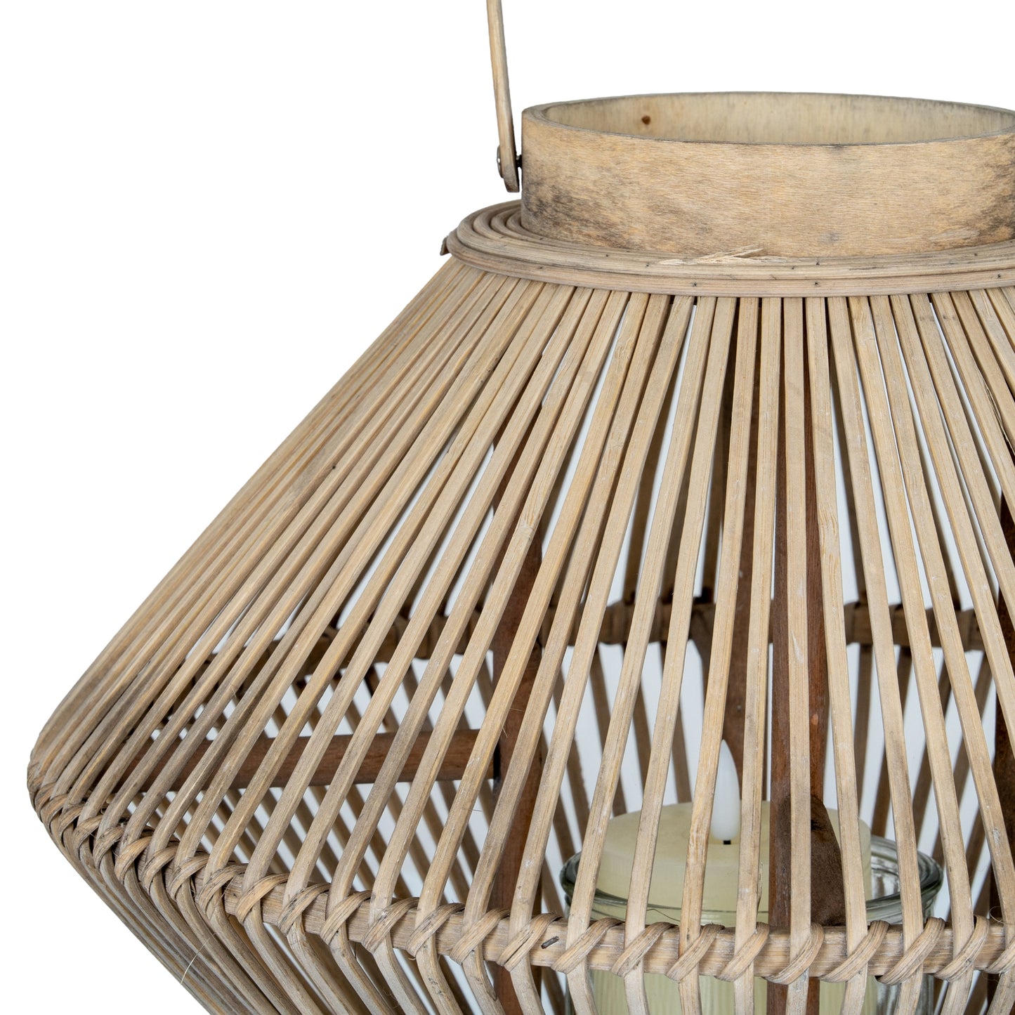 Cone Wicker Lantern With Glass Holder - Candle Holders from the Quanta Home collection.