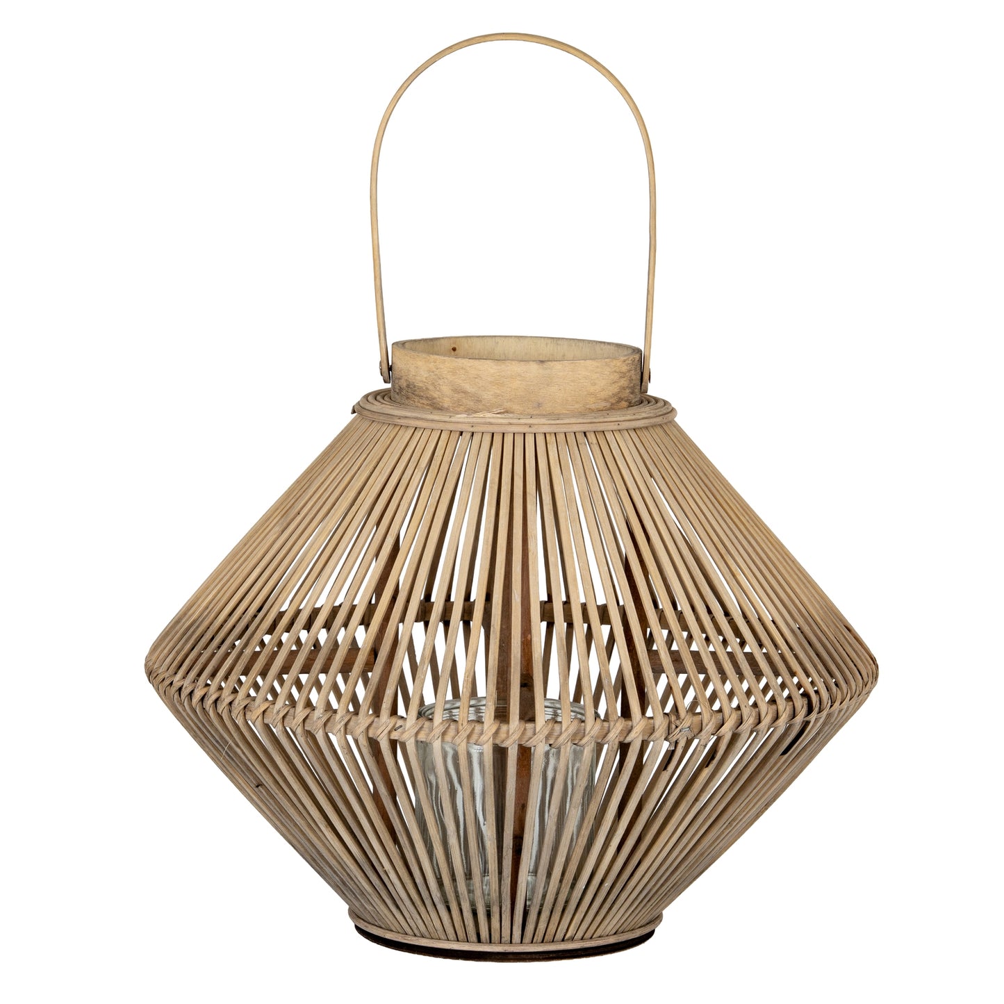 Cone Wicker Lantern With Glass Holder - Candle Holders from the Quanta Home collection.