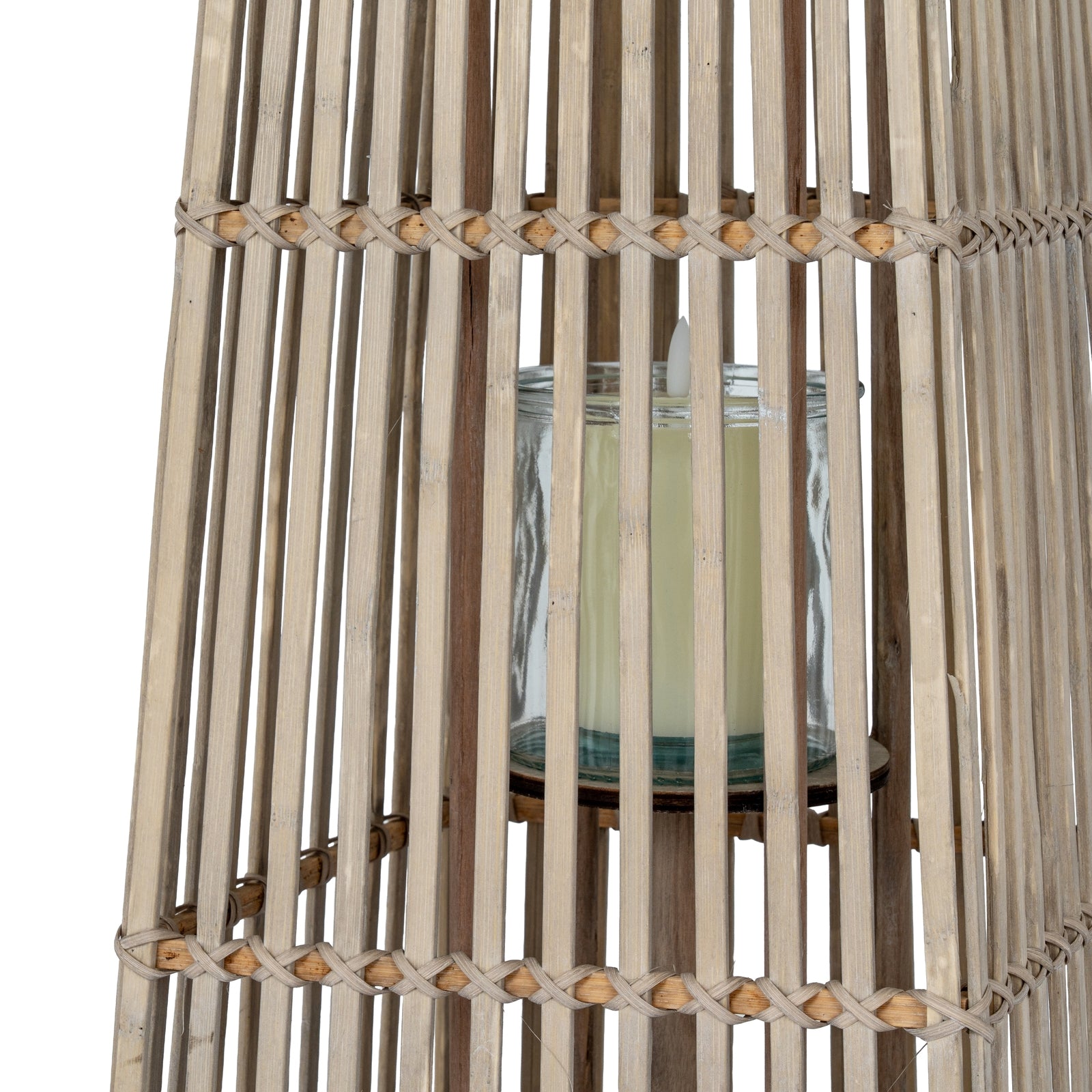 Medium Silo Wicker Lantern With Glass Holder - Candle Holders from the Quanta Home collection.