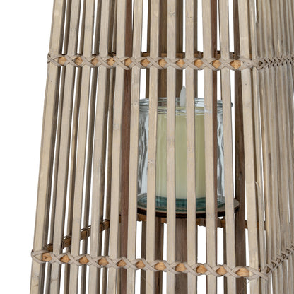 Medium Silo Wicker Lantern With Glass Holder - Candle Holders from the Quanta Home collection.