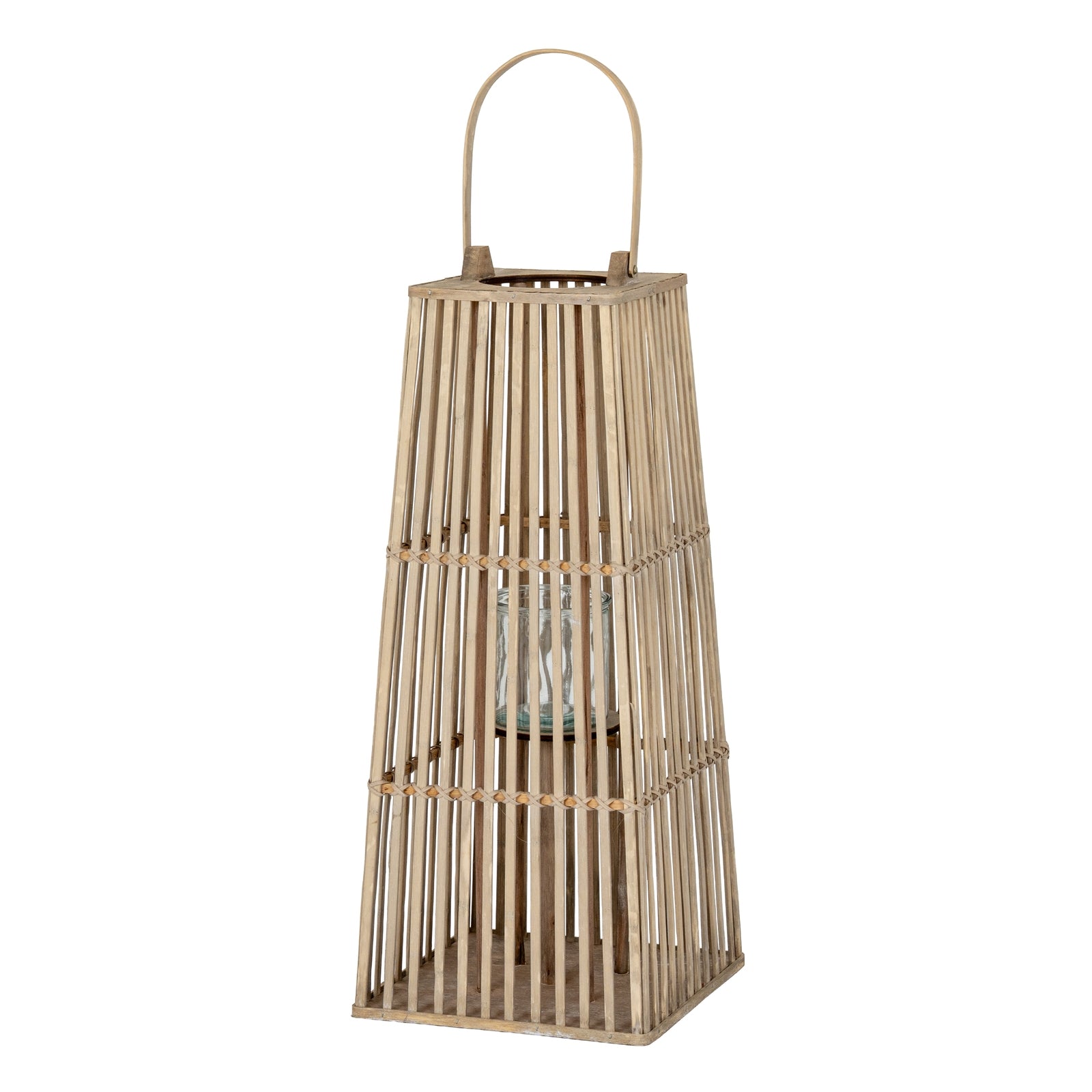 Medium Silo Wicker Lantern With Glass Holder - Candle Holders from the Quanta Home collection.