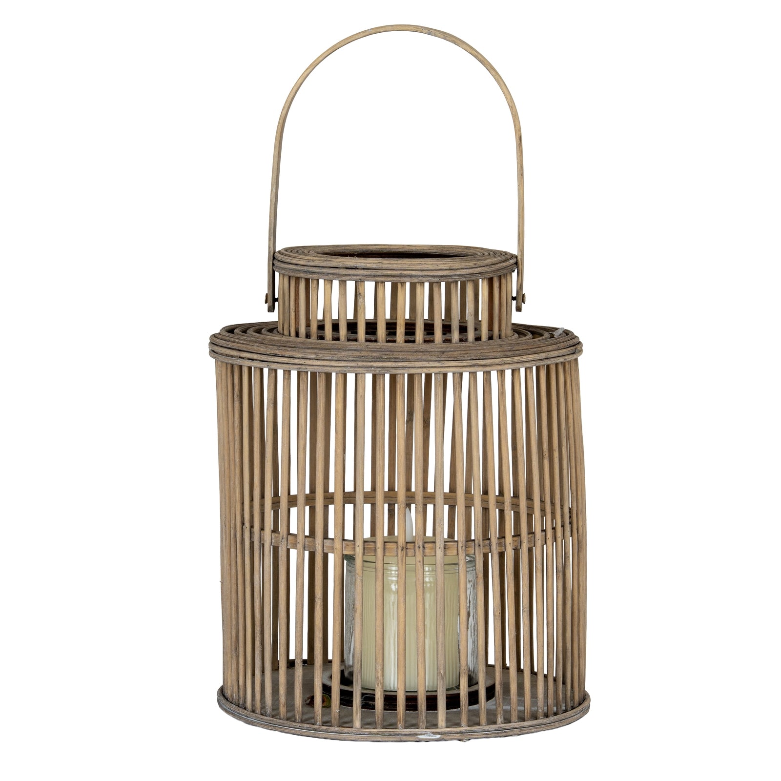 Cylinder Wicker Lantern With Glass Holder - Candle Holders from the Quanta Home collection.
