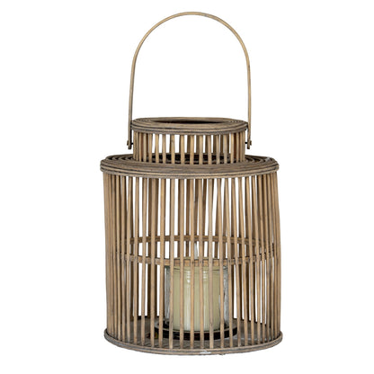 Cylinder Wicker Lantern With Glass Holder - Candle Holders from the Quanta Home collection.