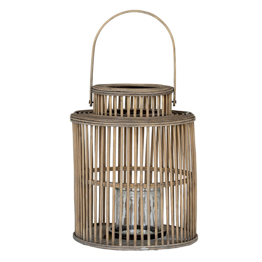 Cylinder Wicker Lantern With Glass Holder - Candle Holders from the Quanta Home collection.