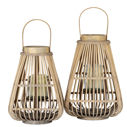 Medium Peardrop Wicker Lantern With Glass Holder - Candle Holders from the Quanta Home collection.