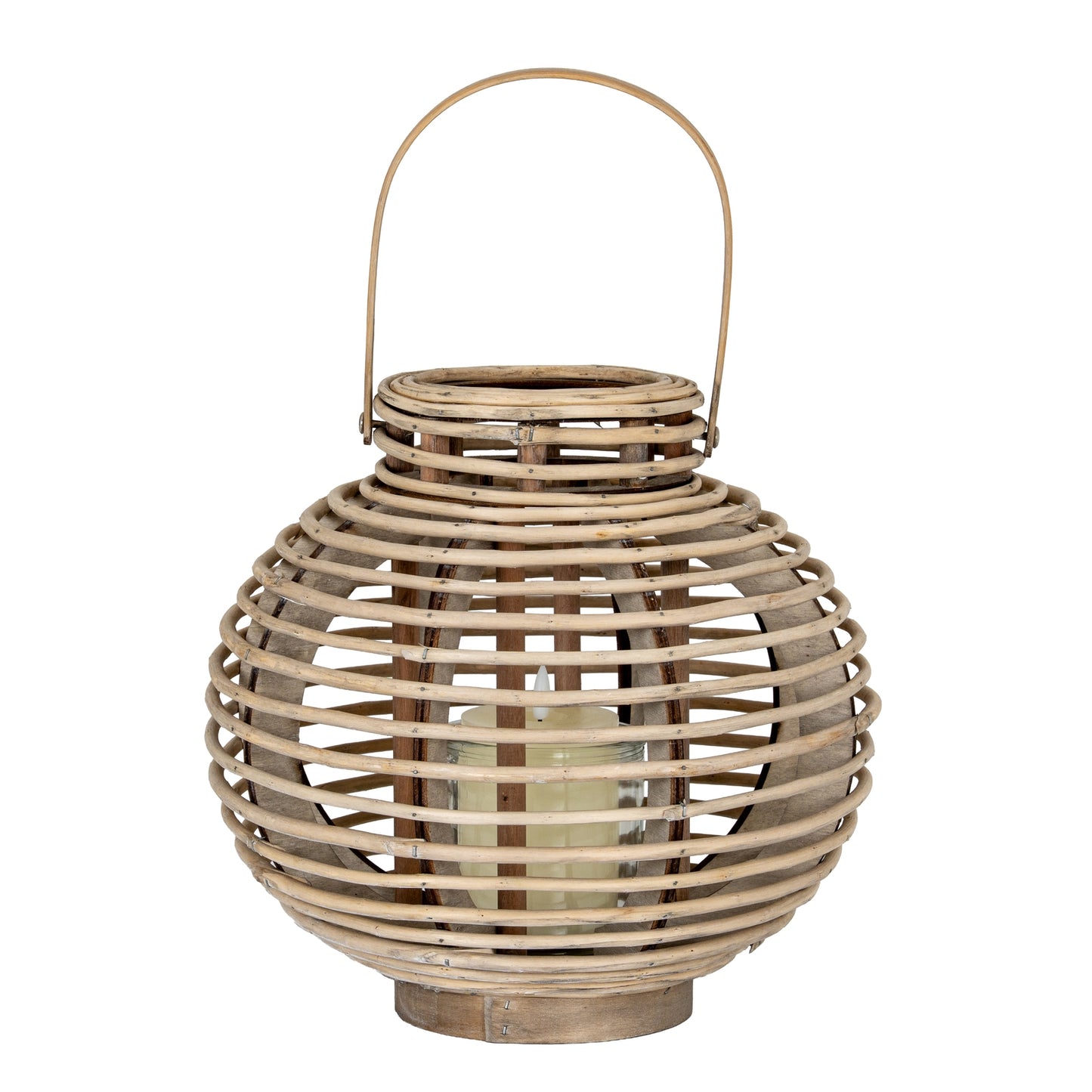 Large Round Willow Lantern With Glass Holder - Candle Holders from the Quanta Home collection.