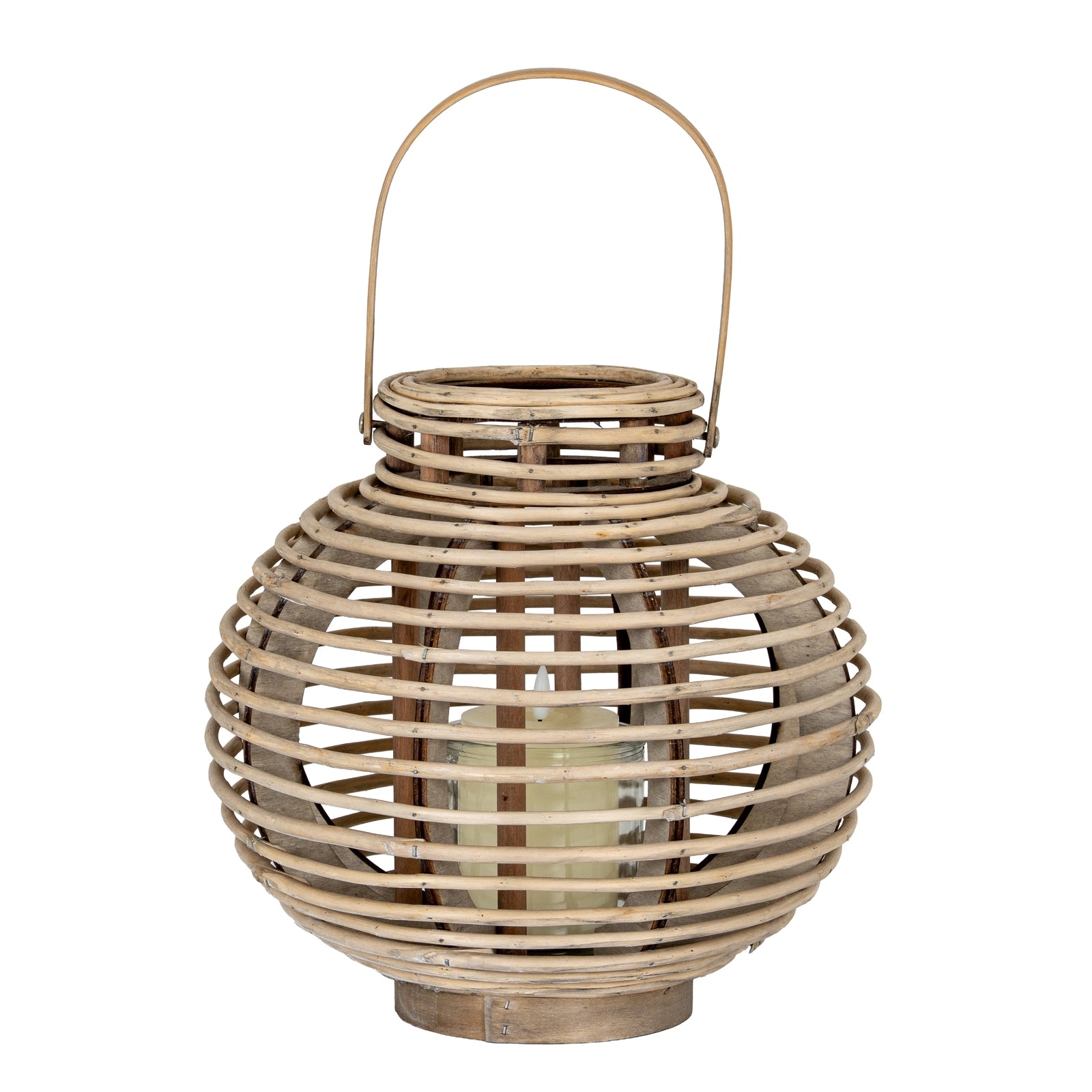 Large Round Willow Lantern With Glass Holder - Candle Holders from the Quanta Home collection.