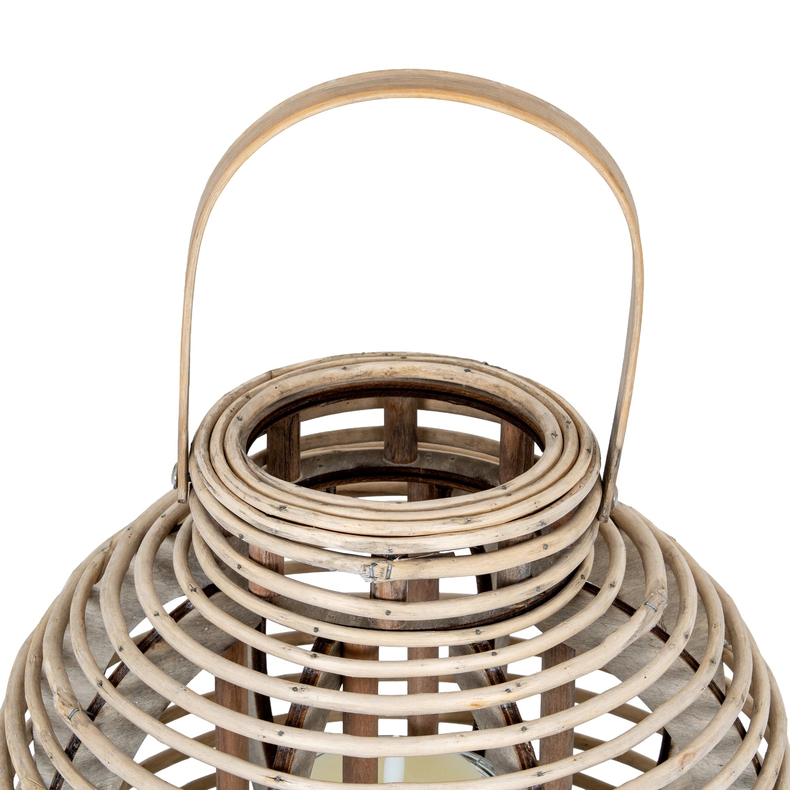 Large Round Willow Lantern With Glass Holder - Candle Holders from the Quanta Home collection.