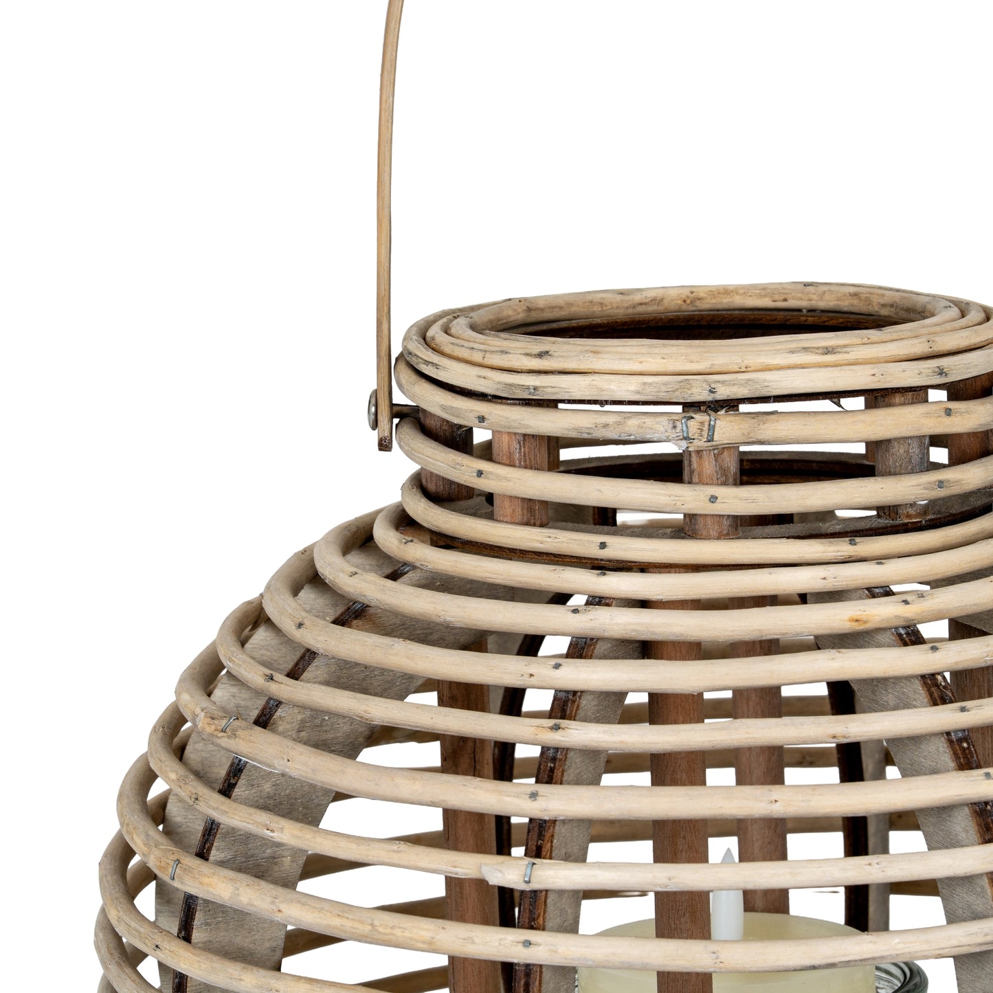 Large Round Willow Lantern With Glass Holder - Candle Holders from the Quanta Home collection.