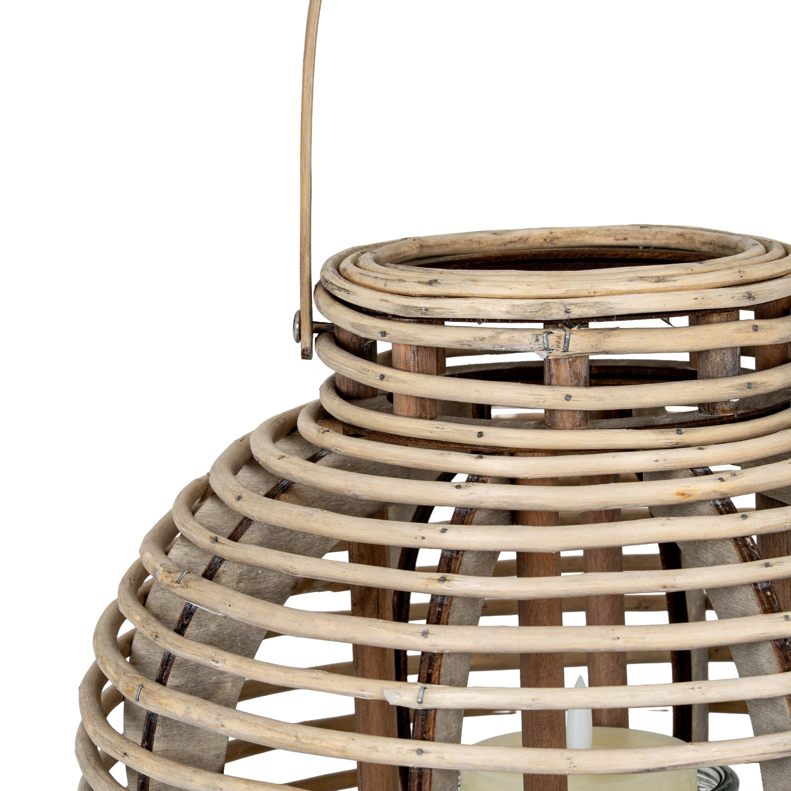 Large Round Willow Lantern With Glass Holder - Candle Holders from the Quanta Home collection.
