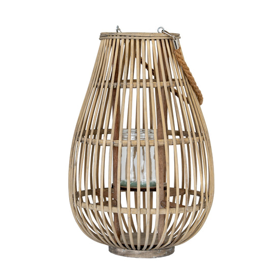 Large Ellipse Wicker Lantern With Glass Holder - Candle Holders from the Quanta Home collection.