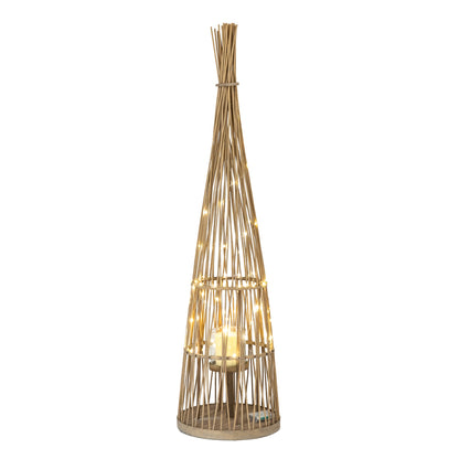 Large Conical Wicker Lantern With Glass Holder & LED Lights - Candle Holders from the Quanta Home collection.