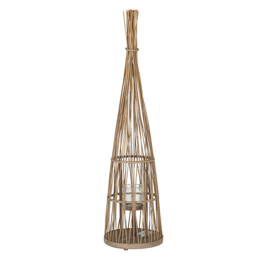 Large Conical Wicker Lantern With Glass Holder & LED Lights - Candle Holders from the Quanta Home collection.